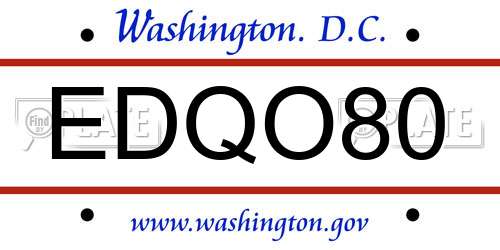 EDQO80 District Of Columbia License Plate