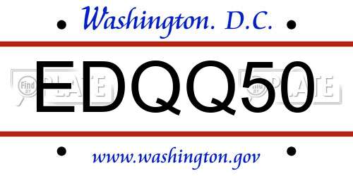 EDQQ50 District Of Columbia License Plate