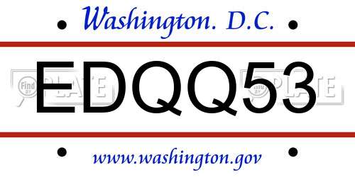 EDQQ53 District Of Columbia License Plate