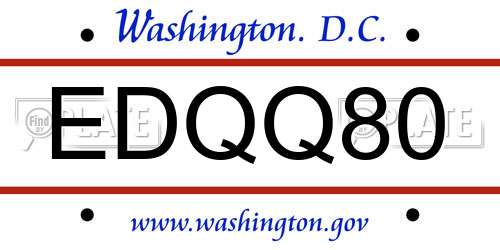 EDQQ80 District Of Columbia License Plate
