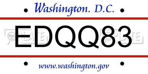 EDQQ83 District Of Columbia License Plate