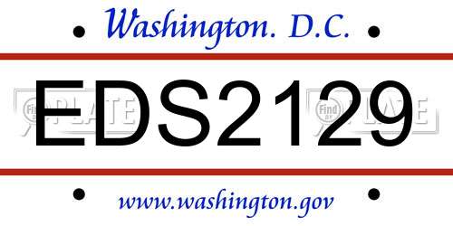 EDS2129 District Of Columbia License Plate
