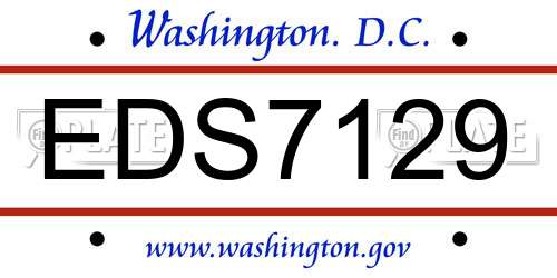 EDS7129 District Of Columbia License Plate