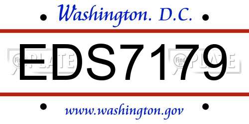 EDS7179 District Of Columbia License Plate