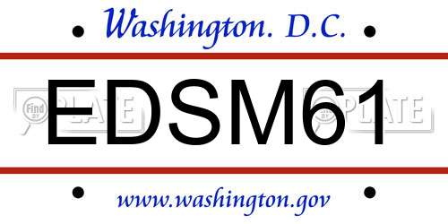 EDSM61 District Of Columbia License Plate