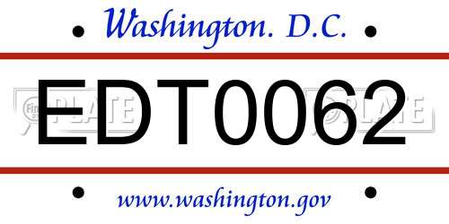 EDT0062 District Of Columbia License Plate