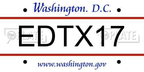 EDTX17 District Of Columbia License Plate
