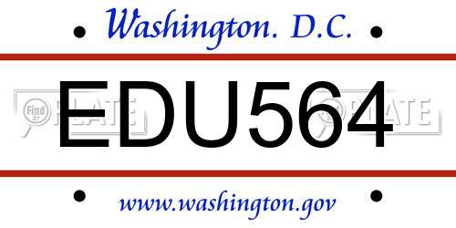 EDU564 District Of Columbia License Plate