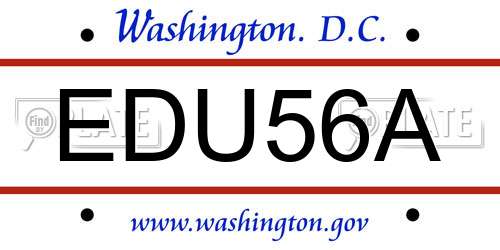 EDU56A District Of Columbia License Plate