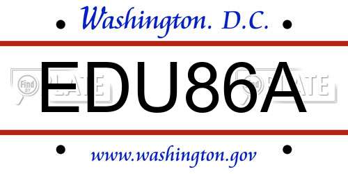EDU86A District Of Columbia License Plate