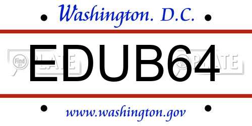 EDUB64 District Of Columbia License Plate