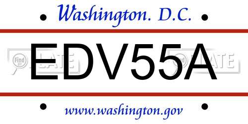 EDV55A District Of Columbia License Plate