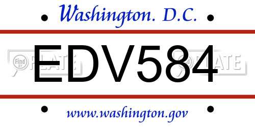 EDV584 District Of Columbia License Plate