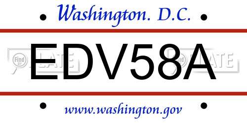 EDV58A District Of Columbia License Plate