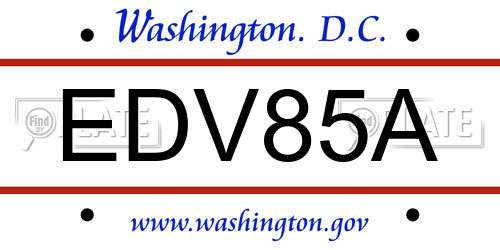 EDV85A District Of Columbia License Plate