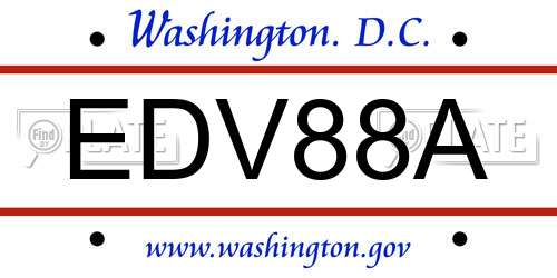 EDV88A District Of Columbia License Plate