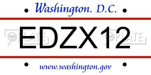 EDZX12 District Of Columbia License Plate