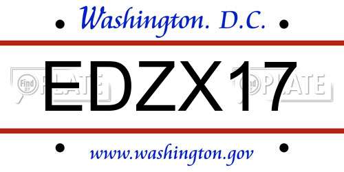 EDZX17 District Of Columbia License Plate
