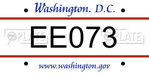 EE073 District Of Columbia License Plate