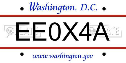 EE0X4A District Of Columbia License Plate