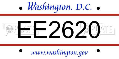 EE2620 District Of Columbia License Plate
