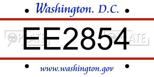 EE2854 District Of Columbia License Plate