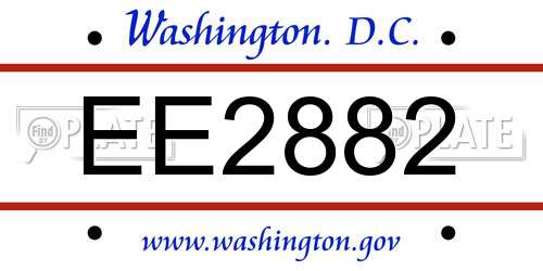 EE2882 District Of Columbia License Plate