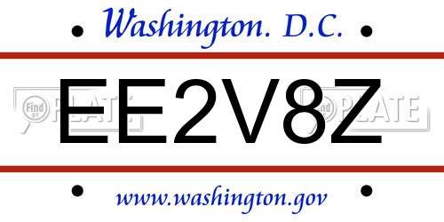 EE2V8Z District Of Columbia License Plate