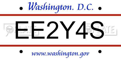 EE2Y4S District Of Columbia License Plate
