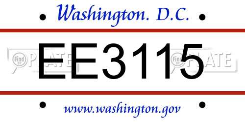 EE3115 District Of Columbia License Plate