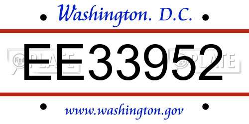 EE33952 District Of Columbia License Plate