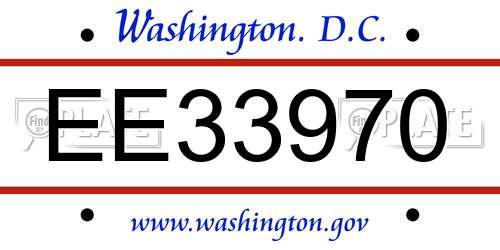 EE33970 District Of Columbia License Plate