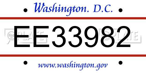 EE33982 District Of Columbia License Plate
