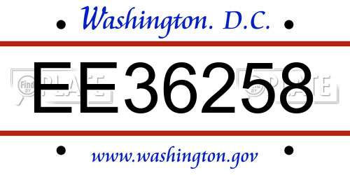EE36258 District Of Columbia License Plate