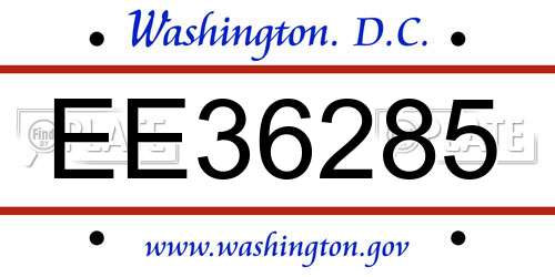 EE36285 District Of Columbia License Plate