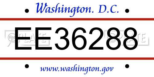 EE36288 District Of Columbia License Plate