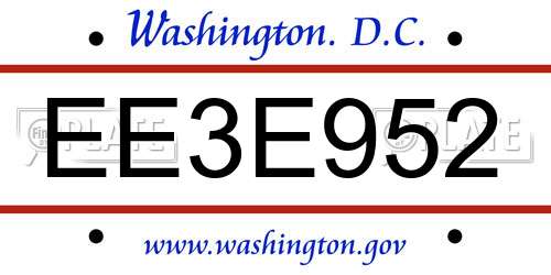 EE3E952 District Of Columbia License Plate