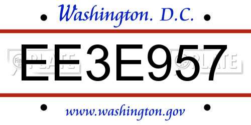 EE3E957 District Of Columbia License Plate