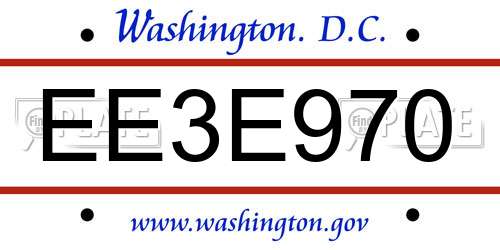 EE3E970 District Of Columbia License Plate