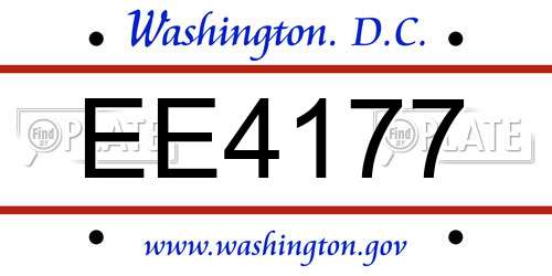 EE4177 District Of Columbia License Plate