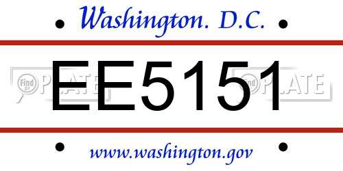 EE5151 District Of Columbia License Plate