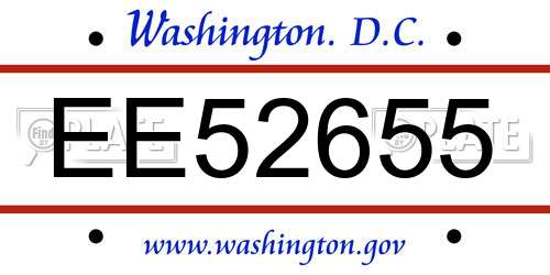 EE52655 District Of Columbia License Plate