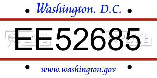 EE52685 District Of Columbia License Plate