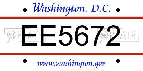 EE5672 District Of Columbia License Plate