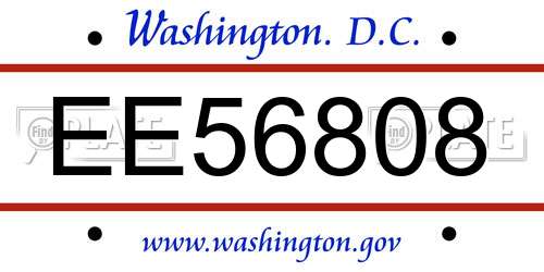 EE56808 District Of Columbia License Plate