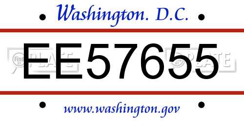 EE57655 District Of Columbia License Plate