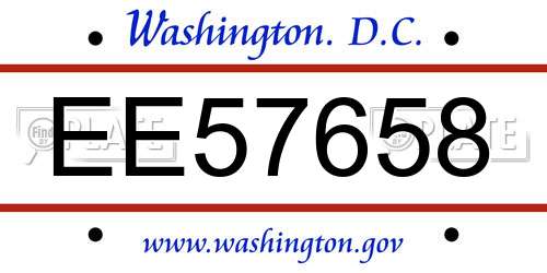 EE57658 District Of Columbia License Plate