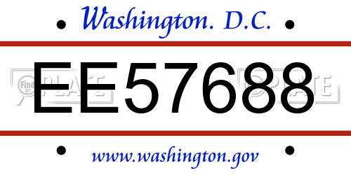 EE57688 District Of Columbia License Plate