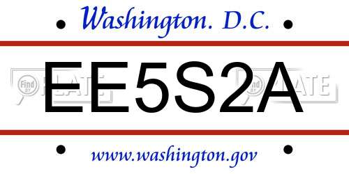 EE5S2A District Of Columbia License Plate