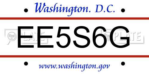 EE5S6G District Of Columbia License Plate